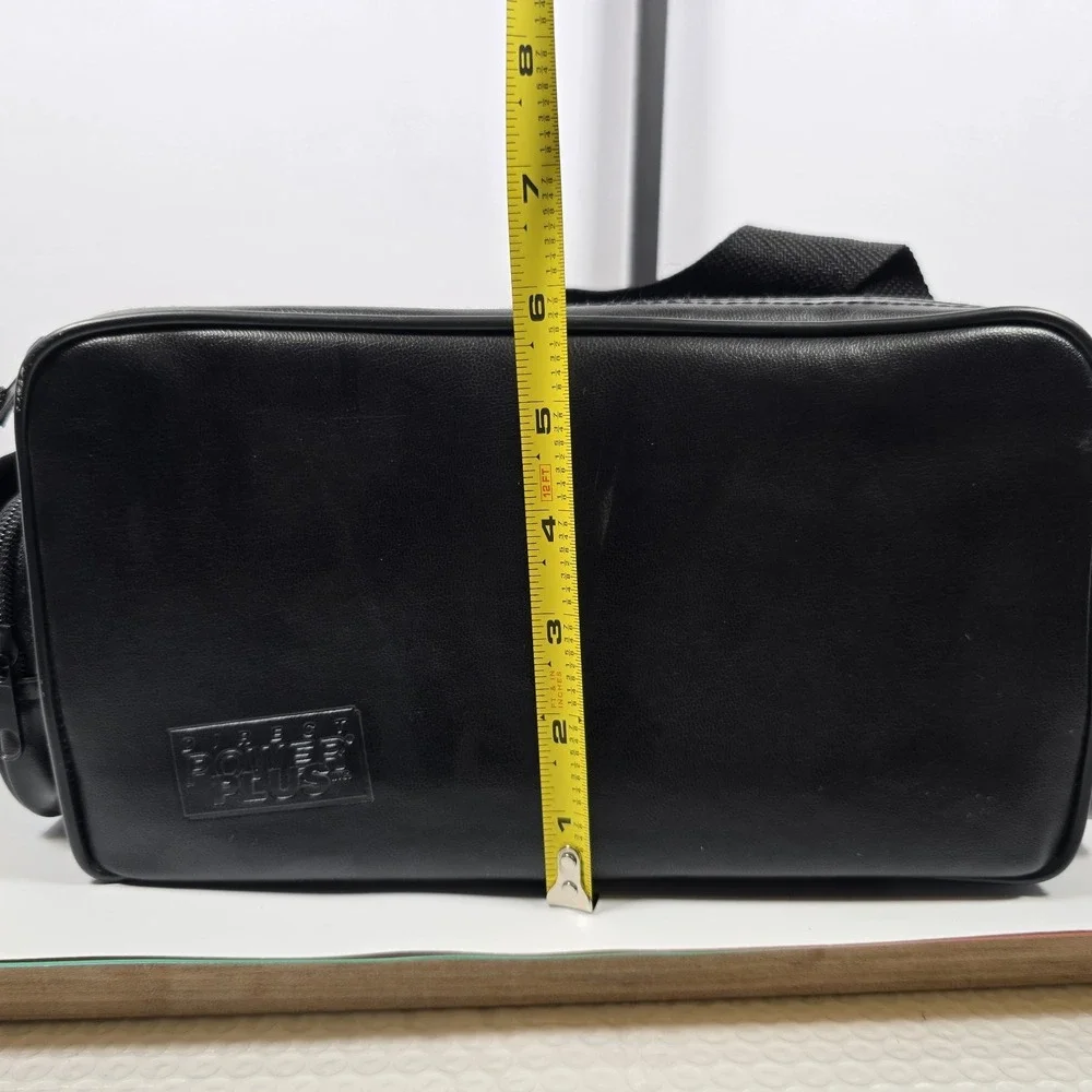 Vintage Rayovac Direct Power Plus Black Leather Electronics Bag W/Strap Padded